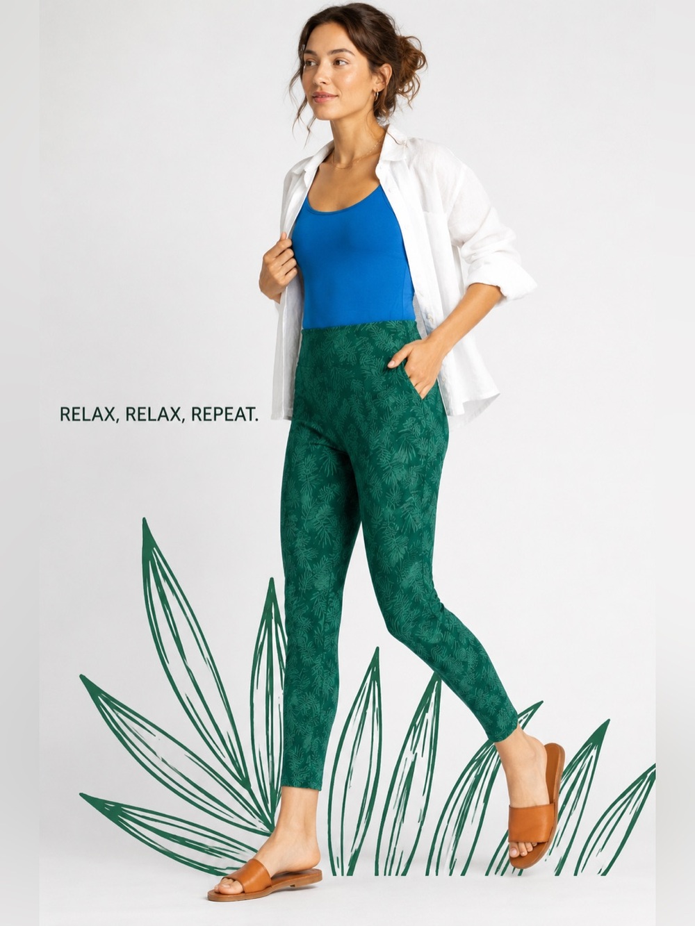 Betabrand Green Patterned Women's Pants